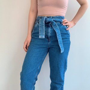 H&M Mom Jeans with Tie (Size 0)
